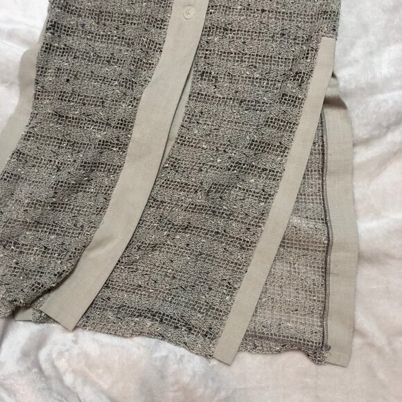 Tobi Extra Long Button Down Oatmeal w/Black Loose Knit Cardigan Size Small - Picture 5 of 13